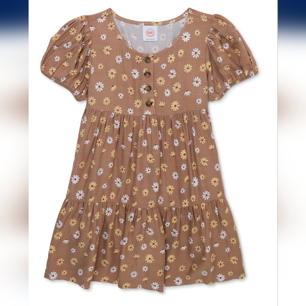 Floral Brown Kids Dress, Wonder Nation